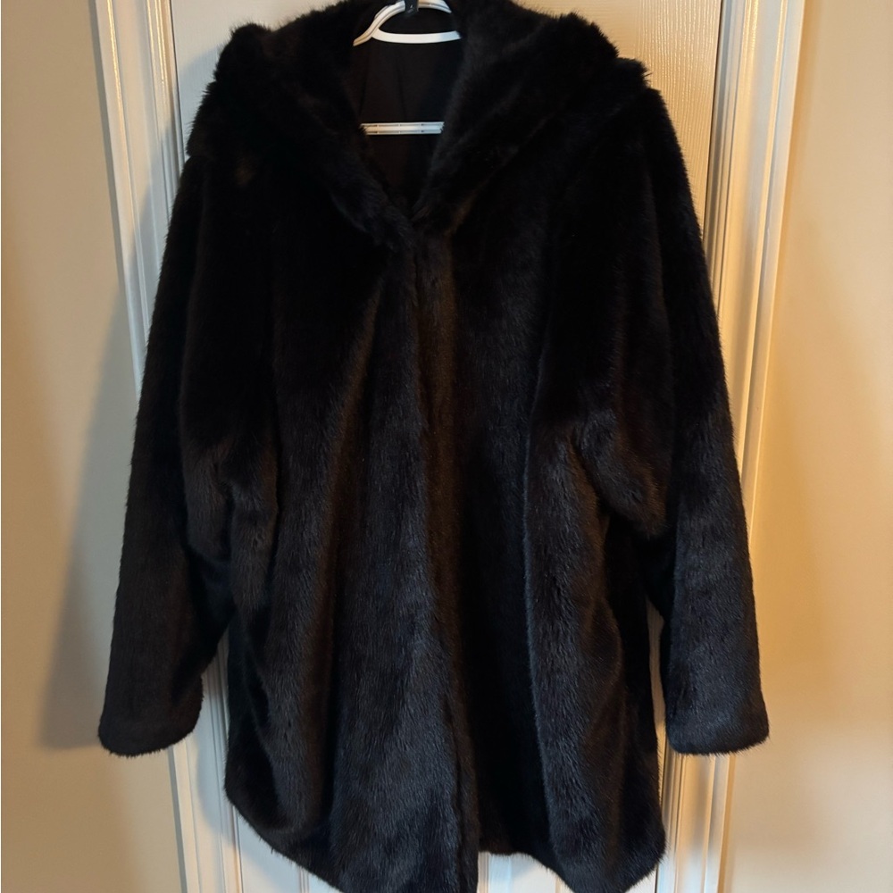 TORRID Black Faux Fur Coat